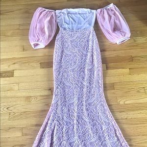 Pink Lace Mermaid Formal Dress
